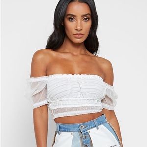 Maniere De Voir Mesh Rouched Shirt